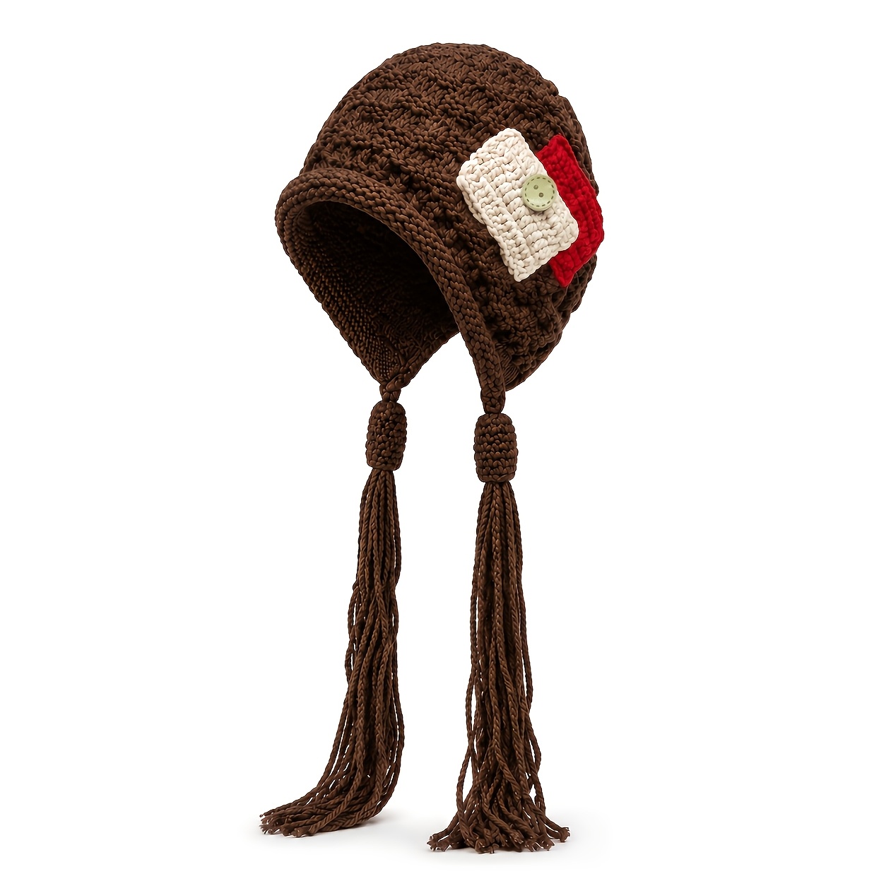 TEMU 1pc Meirunsen Women' Winter Earflap Hat With Braided Tassels & Design - Windproof Warm Ear Suitable For Daily Wear, Travel, Outdoor Activities,