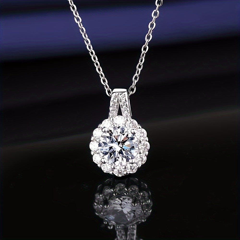 TEMU Vintage 2 Moissanite Pendant Necklace With Synthetic - For Valentine's Day &