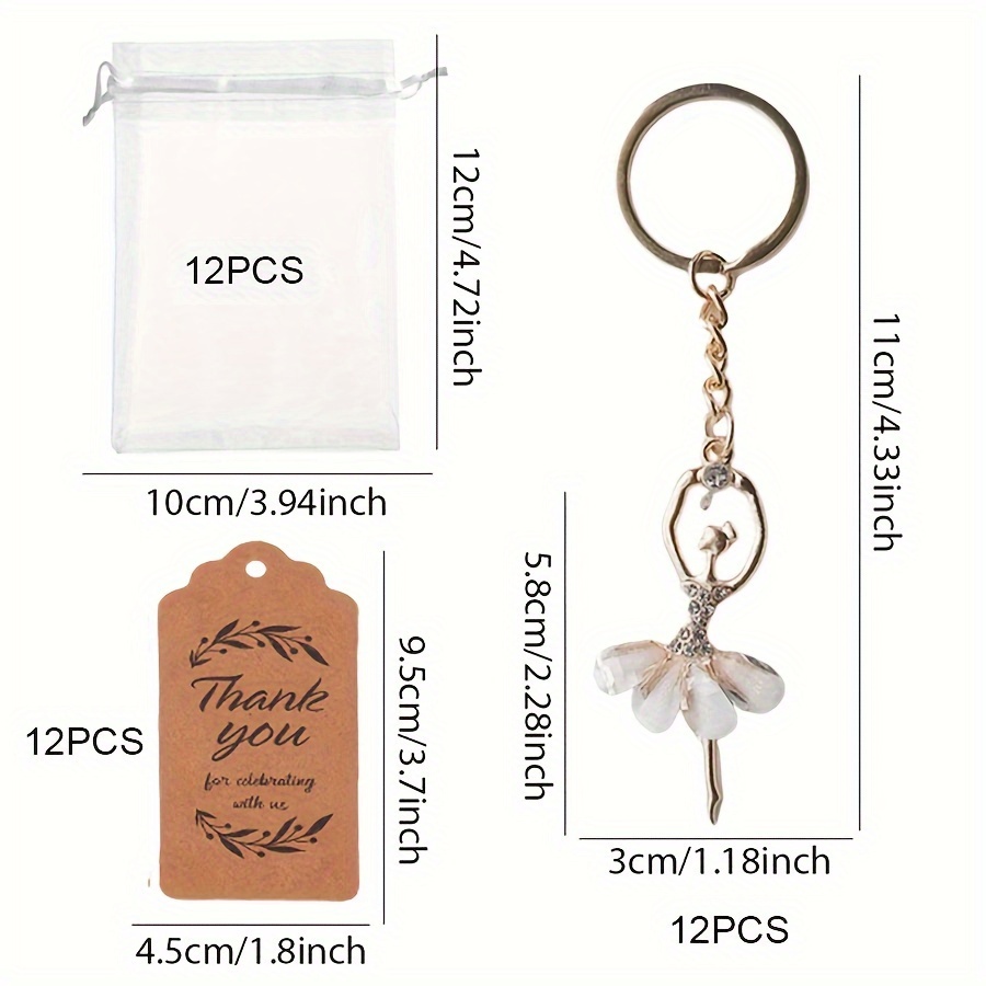 Image of Gift For Her/him 12pcs Rhinestone Ballerina Dancer Keychains, Ballet Dancer Key Chain, Car Bag Key Ring For Girls And Women Wedding Party Favors Supplies Souvenirs Gifts