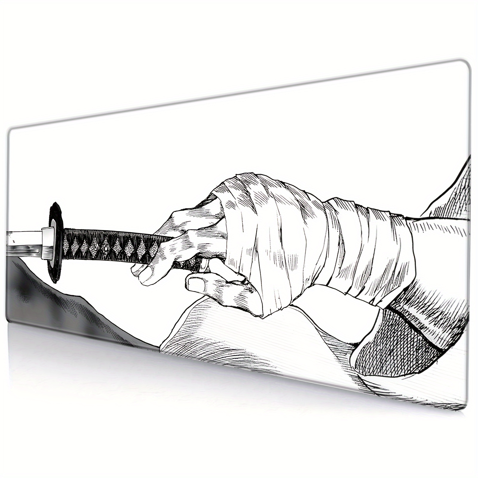 TEMU Japanese Art Gaming Mouse Pad - 35.43x15.75 Inches, Non-slip Natural Rubber Base, Vibrant Design For Home Office & Gaming Accessories, Desktop