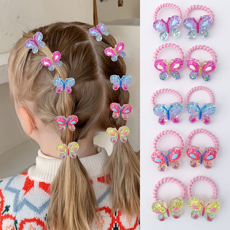 Image of 10pcs Cute Pattern Hair Ties For Little Girls, 's Hair Elastics, Hair Accessories