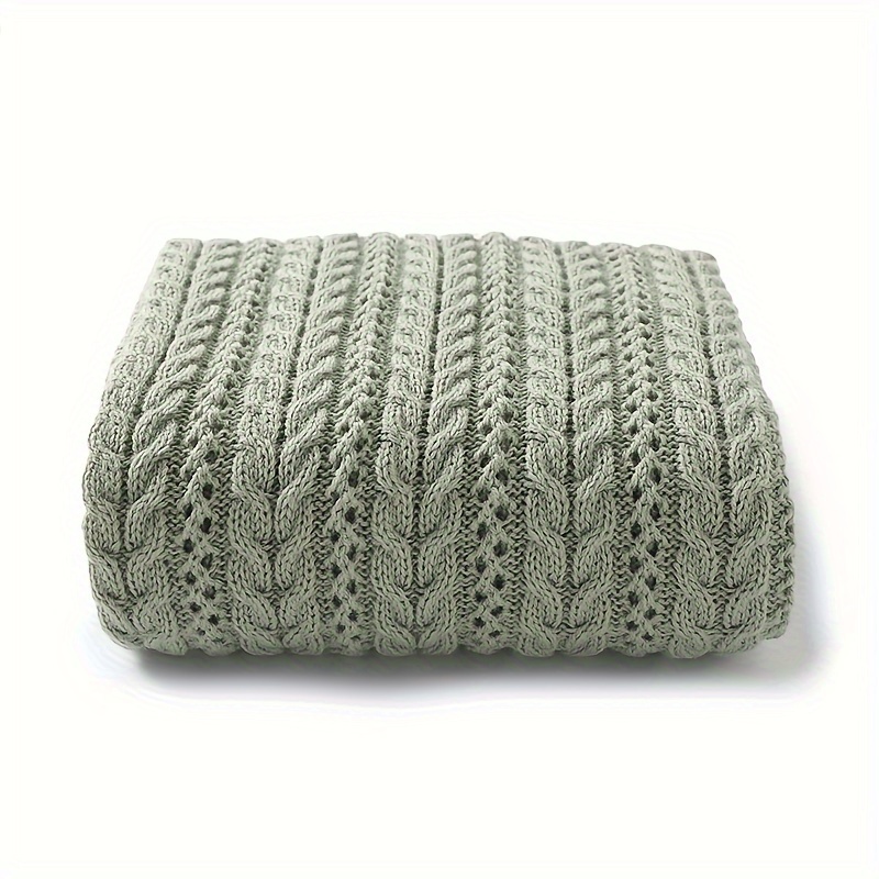 Image of Children's Knitted Solid Color Openwork Knitted Blanket, Knitted Quilt For Boys And Girls, Suitable For