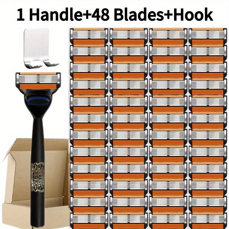 Men's Shaving Kit Featuring A Safety Razor With A 6-layer Stainless Steel Blade, Designed For Reuse And Equipped With A System For A Smooth And Clean Shave, Includes A Stainless Steel Hook