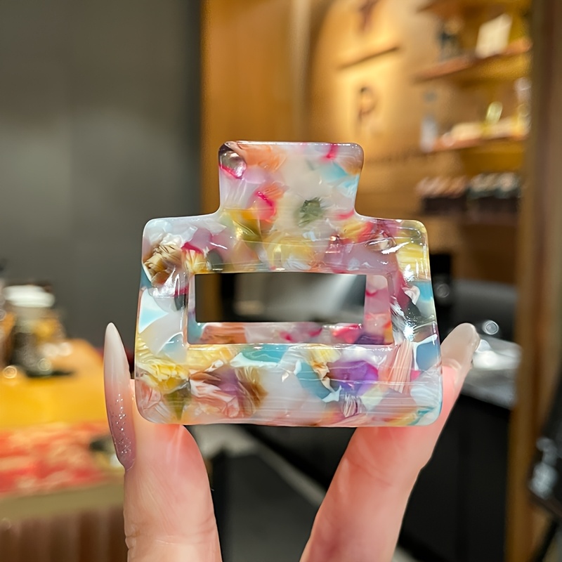 TEMU 2-inch Claw Clip For Women With Korean Temperament Square Hair Clip, Acetate Hair Clip, Shark Clip, Hair Clip, Ins High-end Fashion Hair Clip