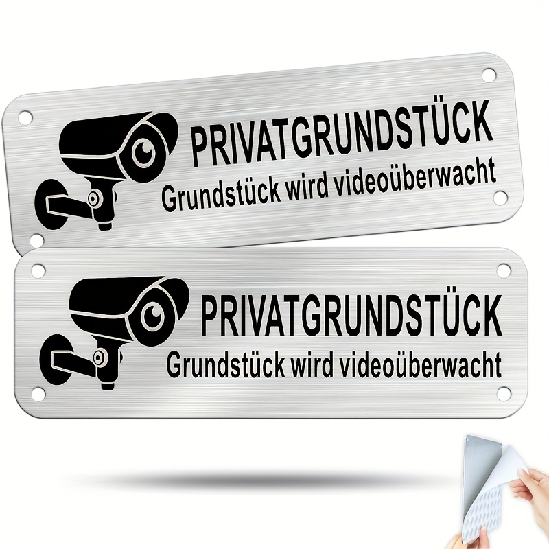 E-shop Deutsche Warnschilder, ein Set aus zwei Schildern in deutscher Sprache: Privatbereich, Achtung: Überwachung in . Geeignet für die Verwendung vor