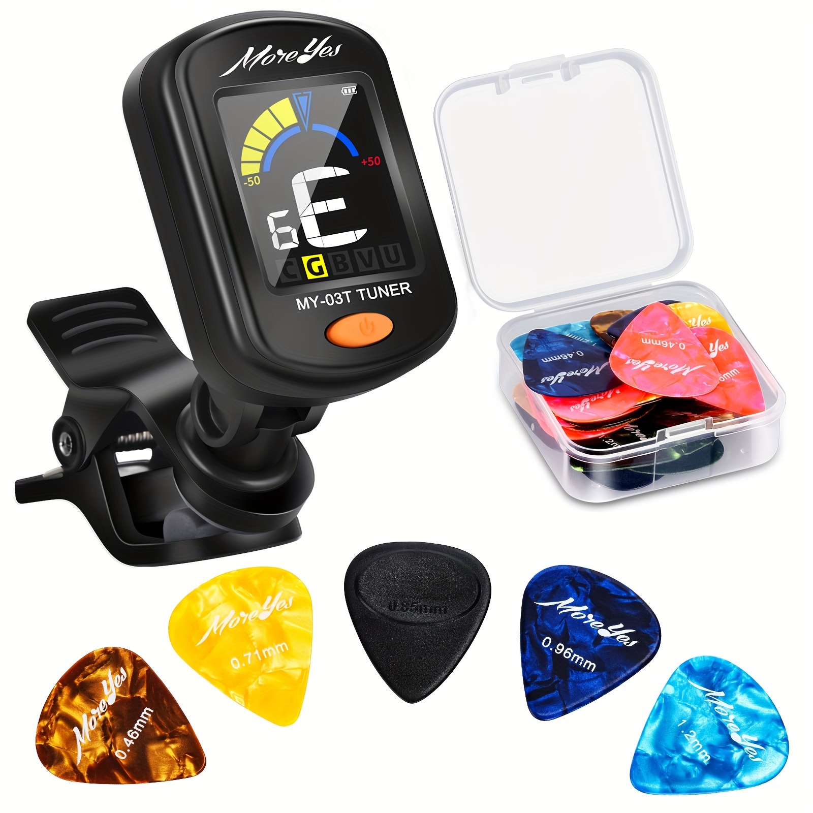 

Guitar Tuner, Rechargeable Guitar Tuner Clip On With 28pcs Guitar Picks, Guitar Tuner For Acoustic Guitar, Electric Guitar, Bass, Ukulele & Chromatic Tuning Modes, Full Color Display