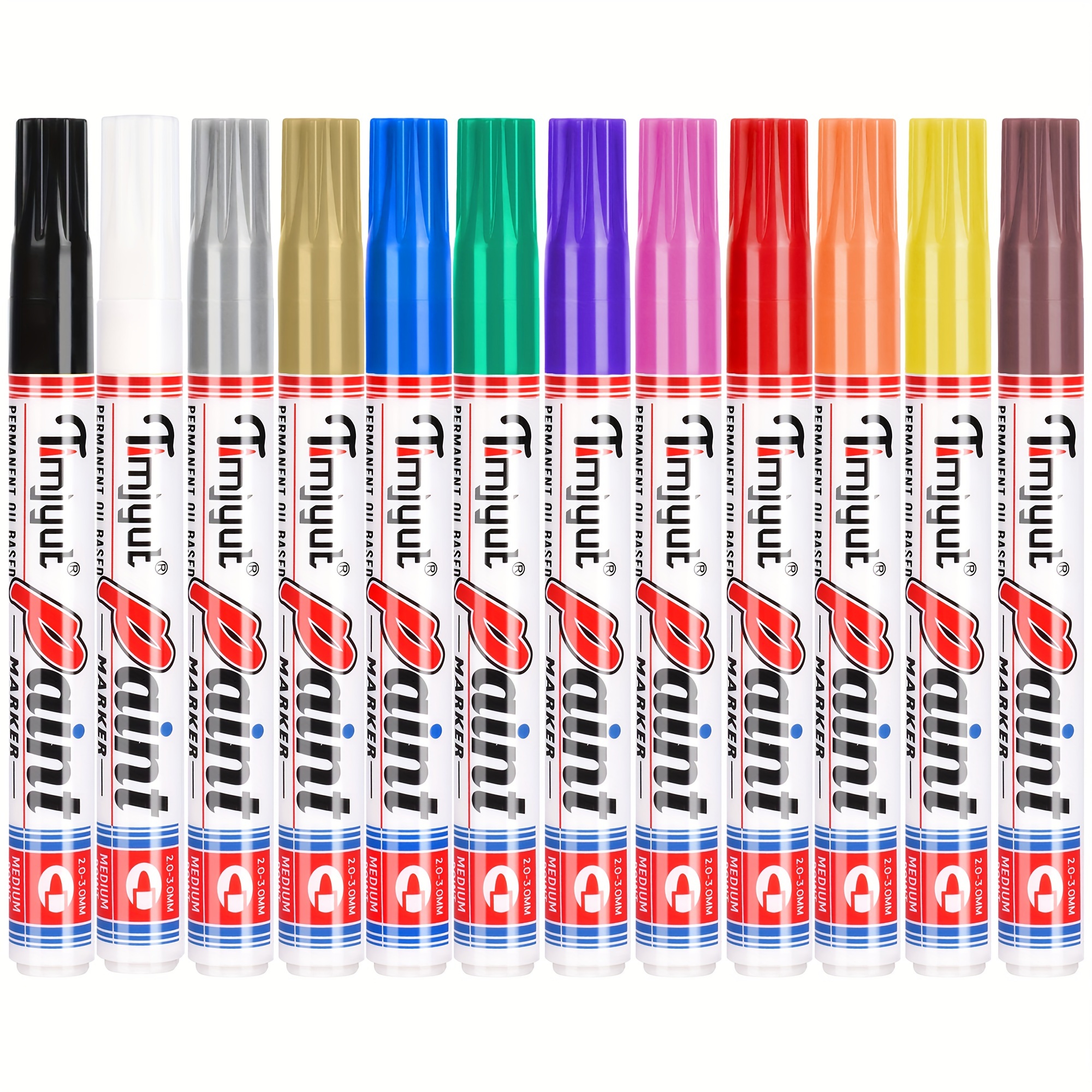 

12 Colors Paint Pens, Fade Oil-based Paint Pens On Anything, Medium Tip Permanent Paint Pens, Quick Dry & Waterproof For Metal, Rock, Plastic, Wood, Diy Craft, Fabric, Glass