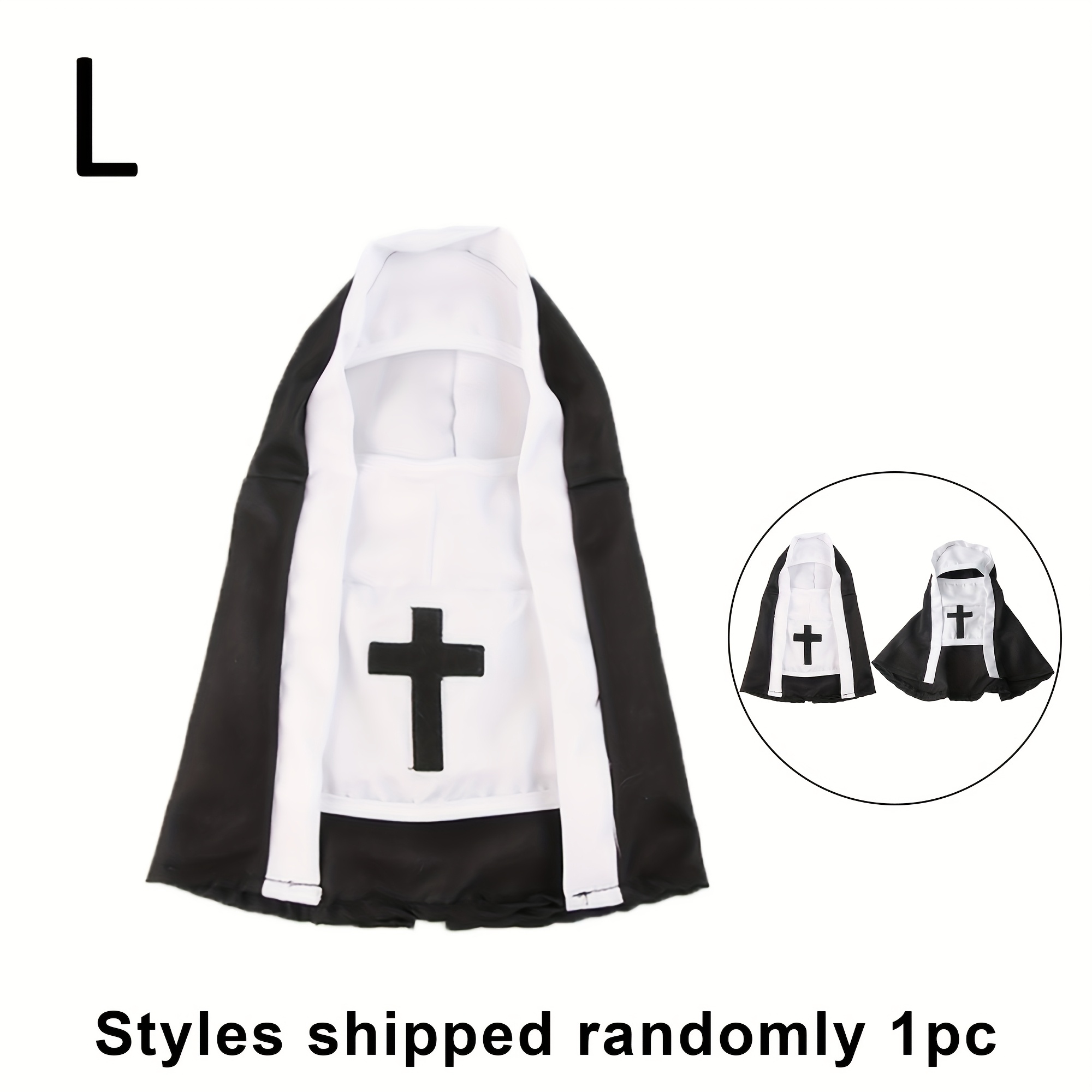 Dog Costume Funny Nun Costume With Hat Halloween Cosplay Nun Fancy Dress Cat Cute Clothes Nun Uniform For Small Dogs And Cats (One Size