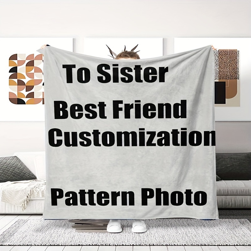 

1pc Customizable Flannel Fleece Blanket, , Personalized , Pattern, , , -, , Knitted , 200-250g , For , Kitchen, Bedding, Nap Time Use