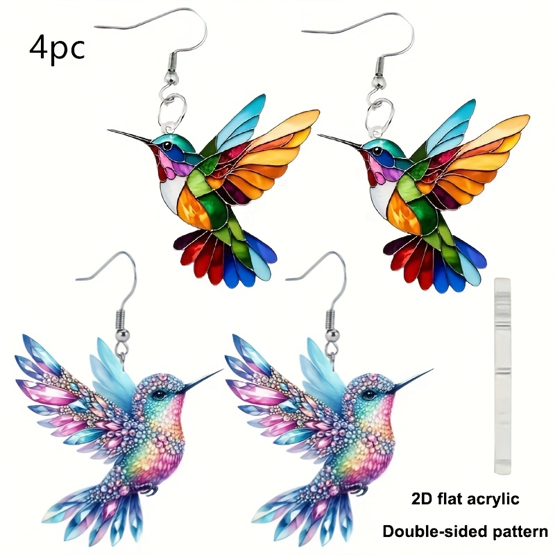TEMU 4pcs Elegant And Cute Earrings, 304 Stainless Steel Hook, Feather Free, Suitable For All , Suitable For Daily And Party Wear, Valentine's Day, New Year's Day, Oktobest, Day Gift Preparation