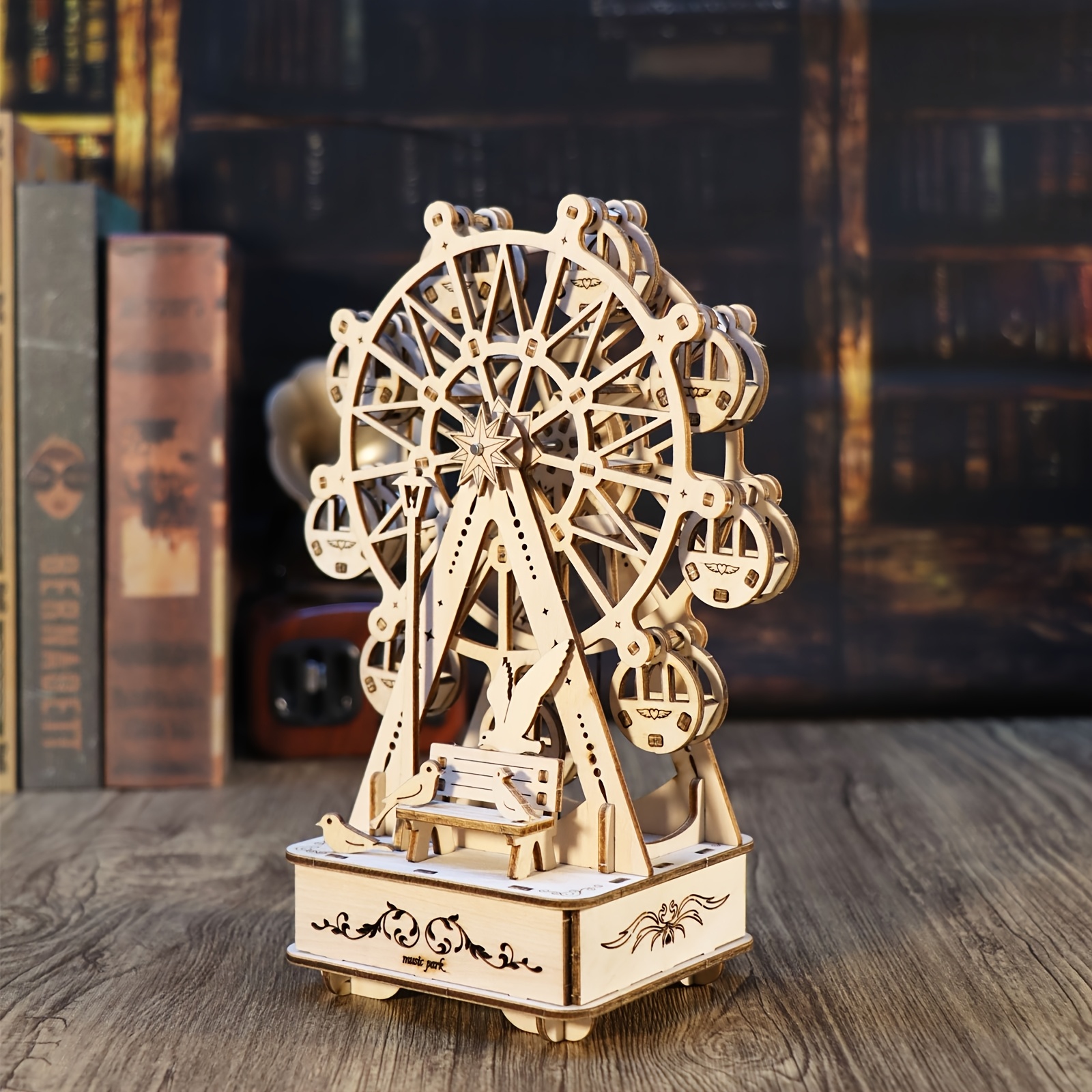 Image of 3d Wooden Puzzles Music Box Handmade Model Kits For Women Birthday Gifts