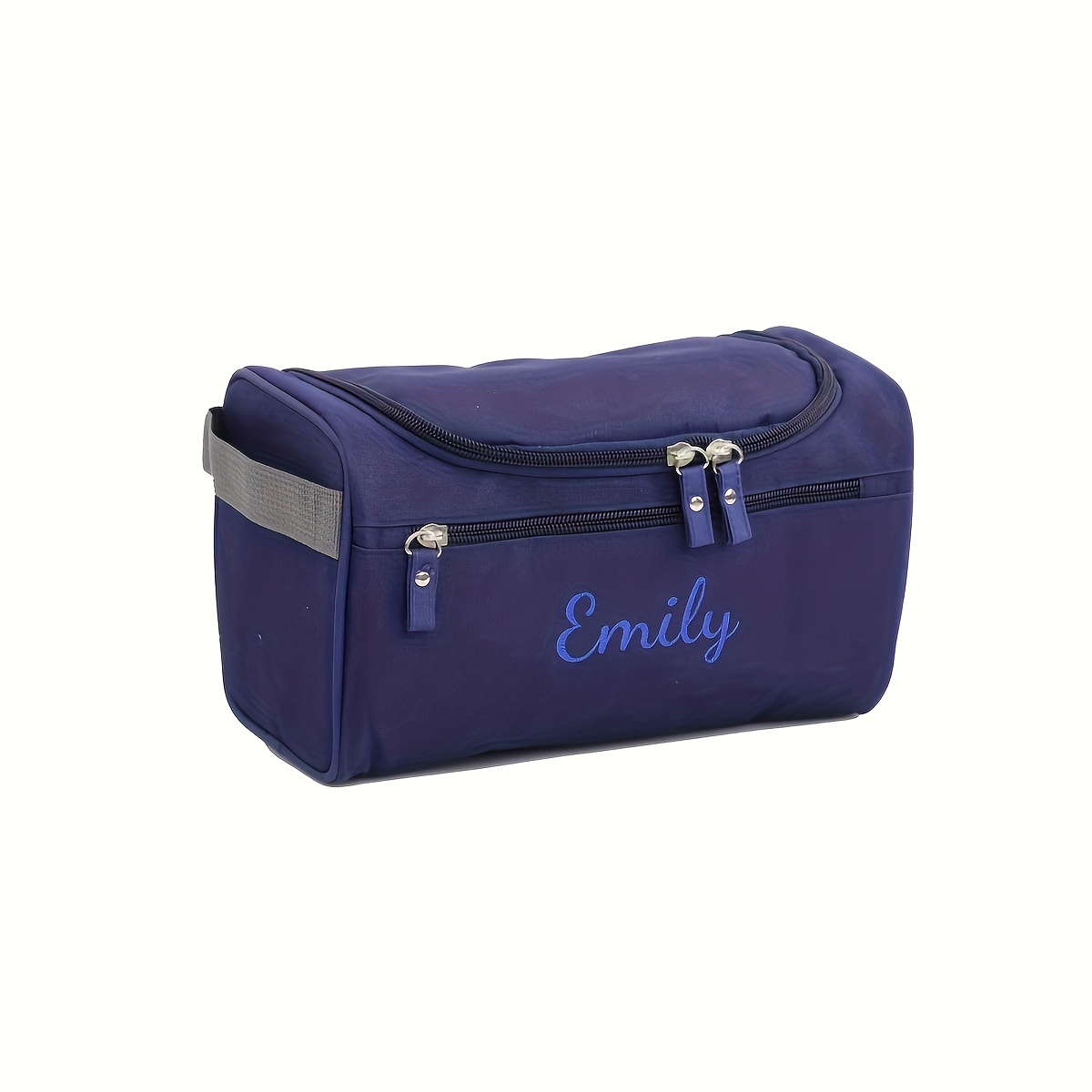 TEMU Neceser de viaje y organizador de maquillaje con /texto adornado - Bordado personalizado, bolsa con cremallera para viaje, asa superior y cadena