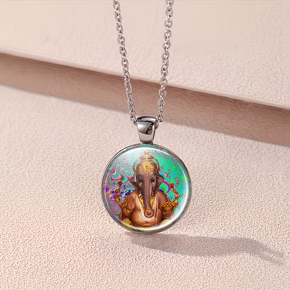 4pcs Glass Inlaid Elephant Head Jewelry Set for Women