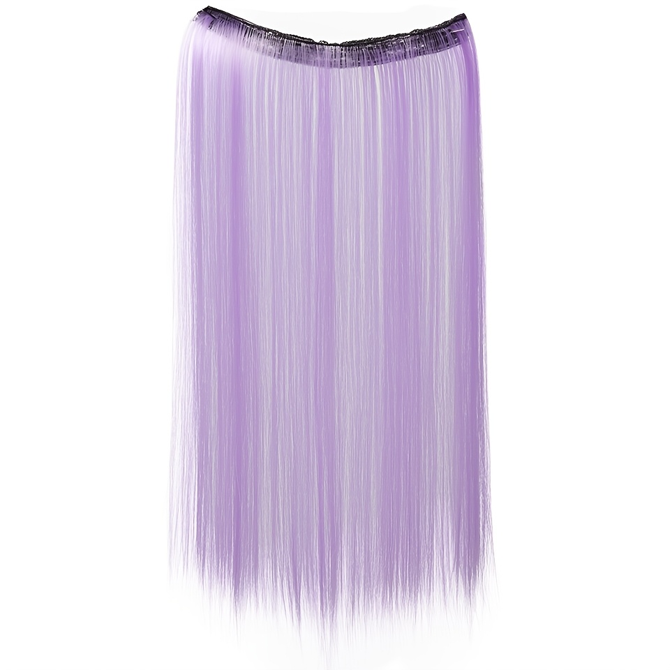 TEMU Extensions de cheveux synthétiques à 20" - Postiche unie et colorée, coup de cheveux droit pour volume et looks highligths
