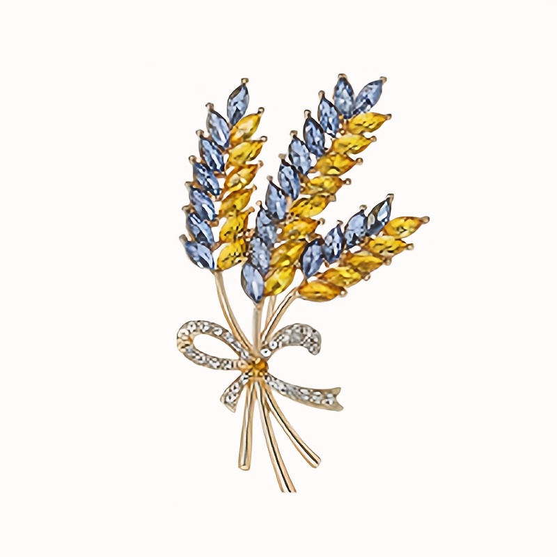 TEMU Elegant Brooch - Golden Alloy With Blue & Golden Sapphire Accents, Women's Clothing & Accessories, Festive Seasonal Decor, Festive Clothing