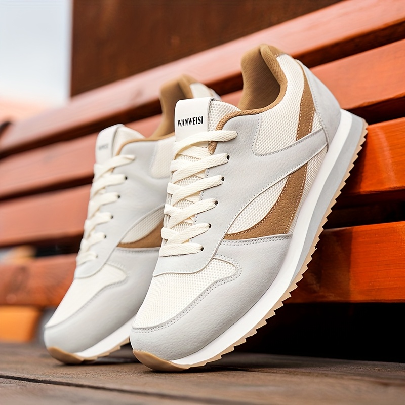 Neutral Classic Vintage Low-Top Sneakers - Breathable Fabric Upper, EVA/rubber Sole with Anti-slip Cushioning, Ventilated PU Upper and Textile Lining, Lightweight EVA/rubber Outsole - Suitable for Fitness, Jogging, and Daily Casual Wear. Lace-up