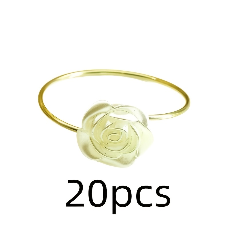 TEMU 20pcs 12pcs 6pcs Lot Vente en Gros Décorations de Table Exquises Bague de Serviette Blanche Spéciale Mariage