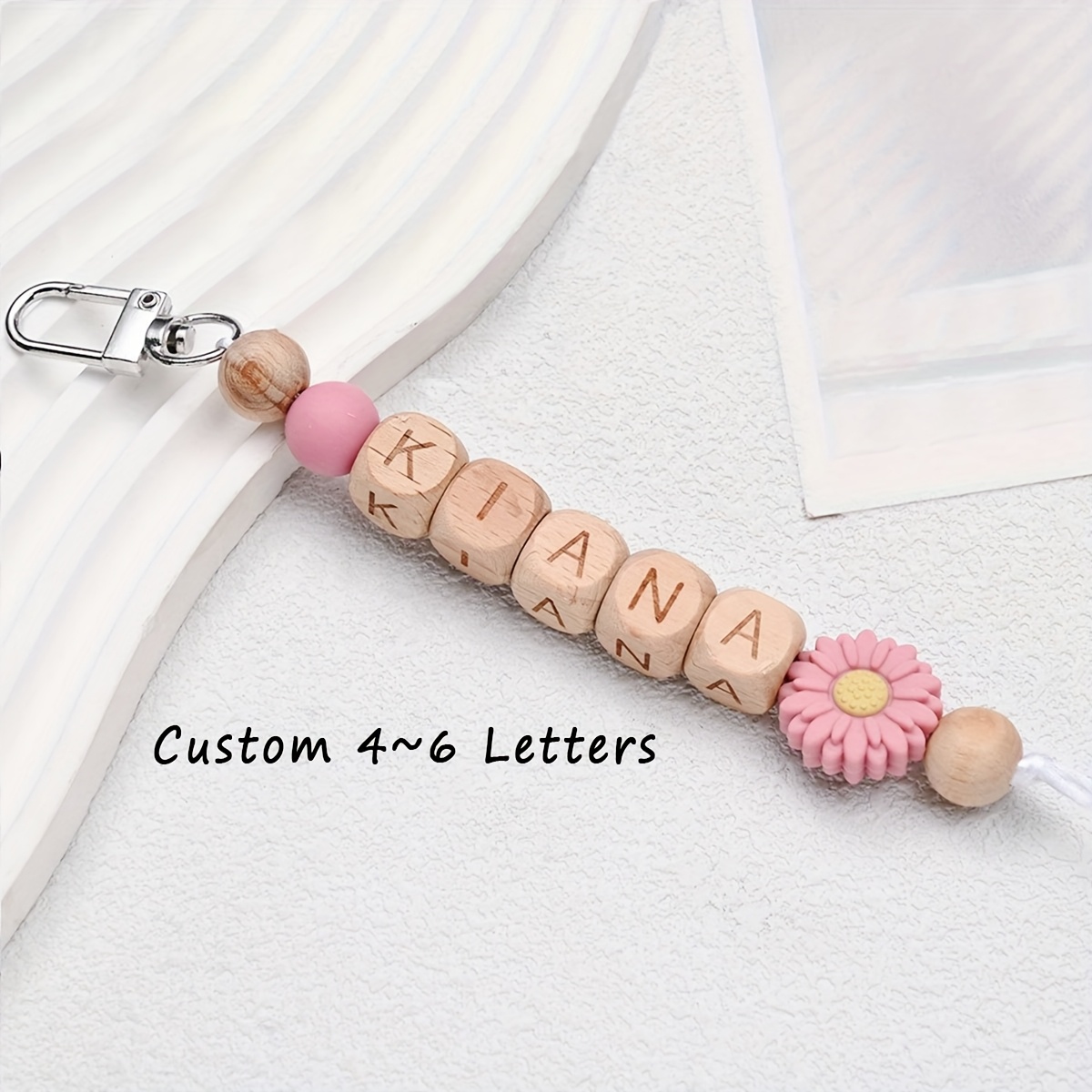 Image of [customized] 1pc Custom Personalized Daisy Wooden Keychain, Name Tag Keyring, Bag Charm, Mother's Day Gift/graduation Teacher's Day Gift (8 Styles)