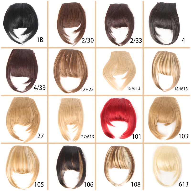chic brown clip in air bangs for women heat resistant synthetic hair extension with neat front fringe   easy to       tones details 0