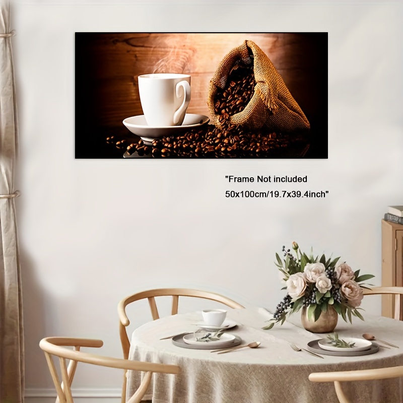 1pc Frameless Coffee Beans Sack Canvas Art Print for Kitchen Wall Decor  Black Olive Brown