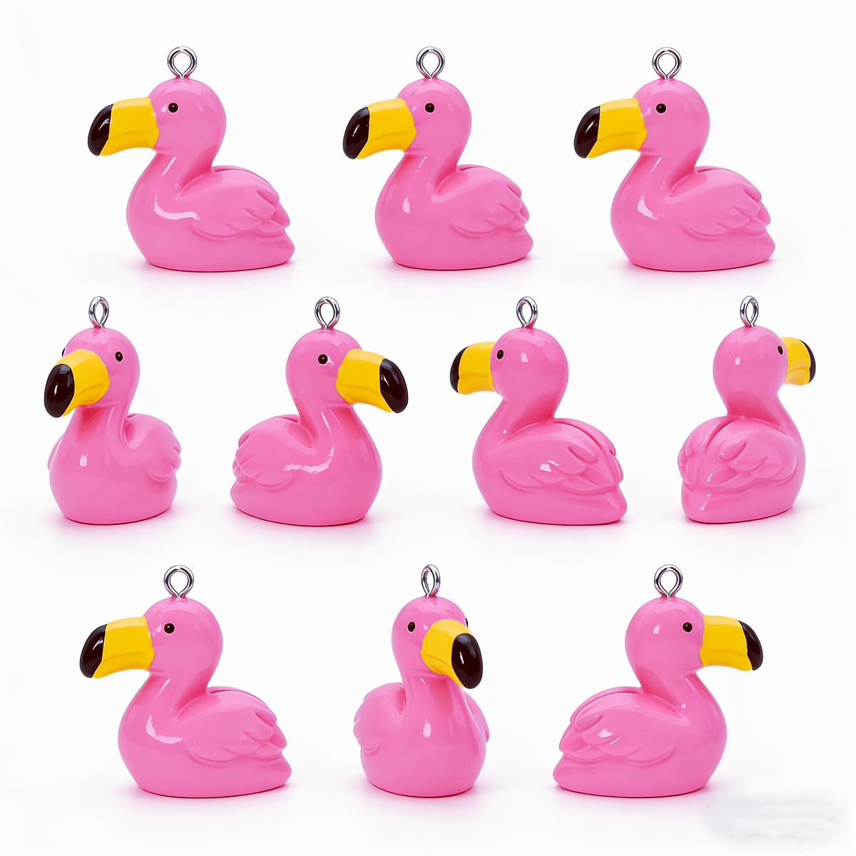 E-shop 10 Stk. 3D-Flamingo-Anhänger, geeignet für handgefertigten Schmuck, Anhänger, Ohrringe, Kettenzubehör, kreative Geschenke, Ohrringe, Halsketten,