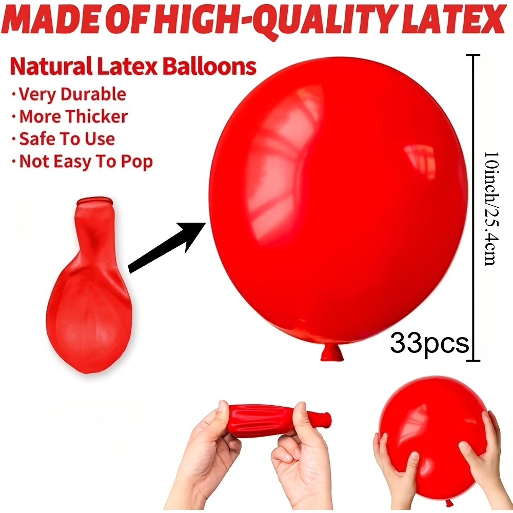 TEMU 33 globos rojos de 10 pulgadas - Una colección de globos de látex rojos perfectos para decoraciones de San Valentín, recuerdos de boda, fiestas