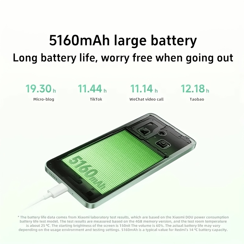 Xiaomi Redmi 14C 4G Мобилен телефон (6GB+128GB) 120Hz HD екран, 50MP AI двойна камера, 13MP HD основна камера, 6.88-инчов голям екран с защита на очите, голяма батерия 5160mAh, без зарядно устройство, азиатска версия