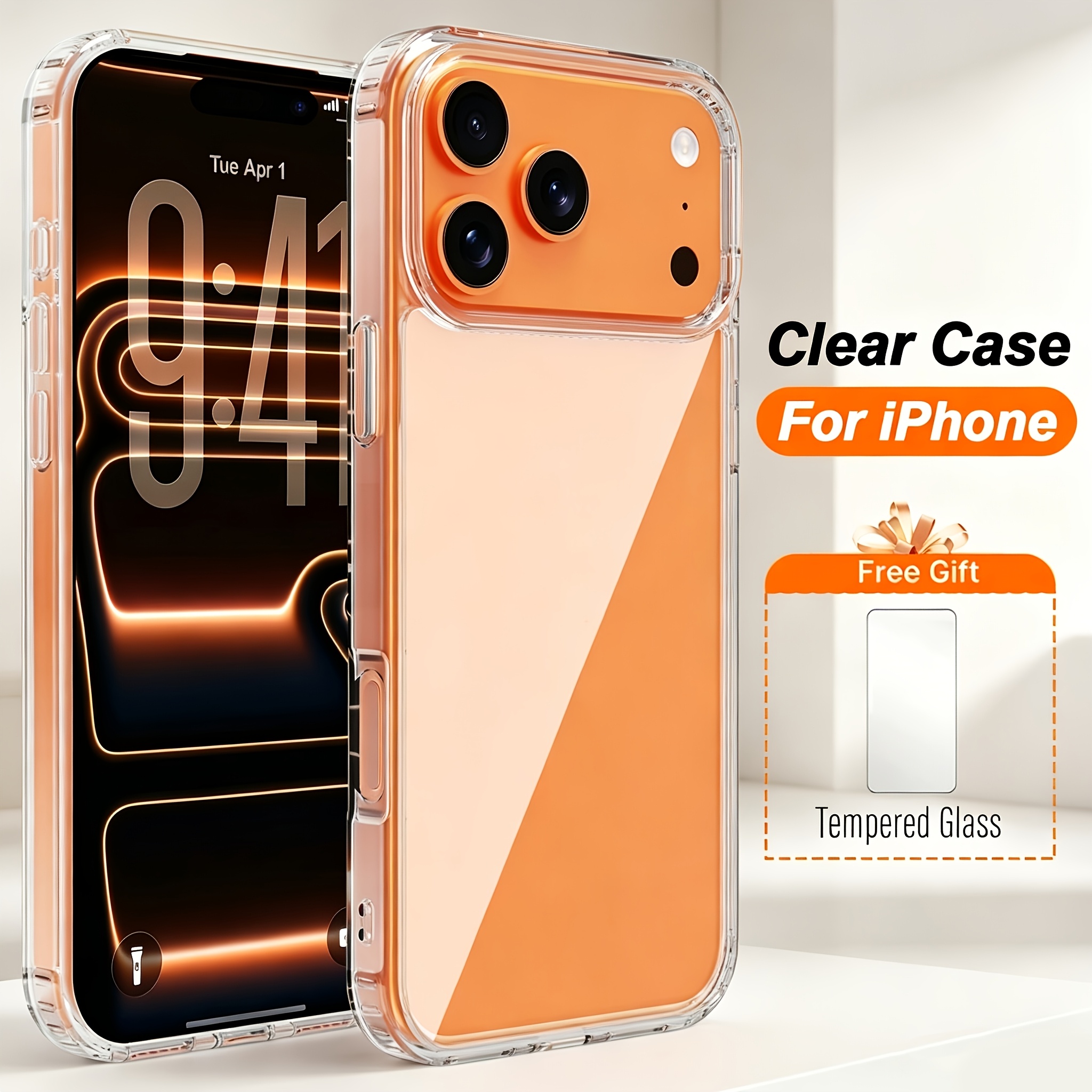 TEMU Phone Case: 1 Luxury Clear Tpu Phone Case For Iphone 17 Pro 15 14 13 12 11 Pro Max 17 Air 16 15 14 Plus 13 Mini 12 Mini X Xs Max Xr Transparent