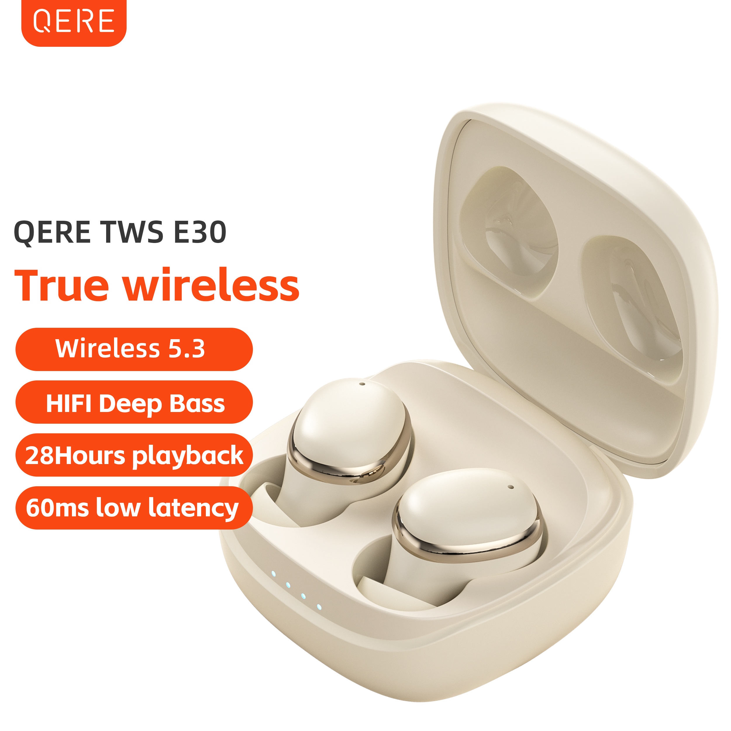

Wireless Earbuds Qere E30, Wireless Bt 5.3 With Microphone Charging Case, 28 Hours Playback Time, In Ear High Fidelity Stereo Earphones Suitable For /androi