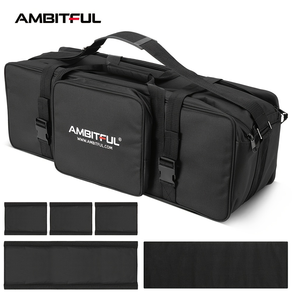 

Ambitful Pb01 Professional Bag For Photography Equipment, 75cm Portable Case With Adjustable Dividers, Holds Stands & Triggers, Polyester Fiber Construction, Black