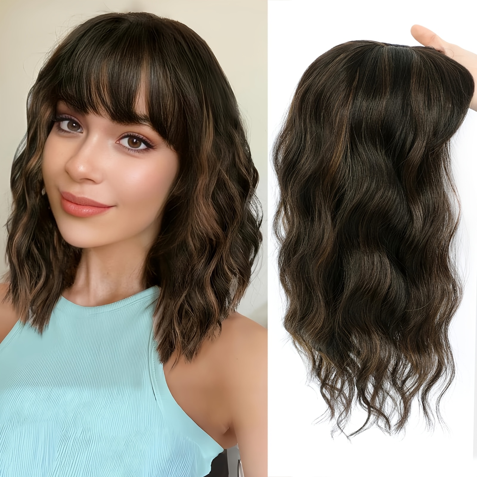 16 Inch Real Human Hair Topper for Thinning Hair, 360° 3D Upgrade Amazon.com : Hair Topper, 3D Hair Toppers for Women with  main image 4