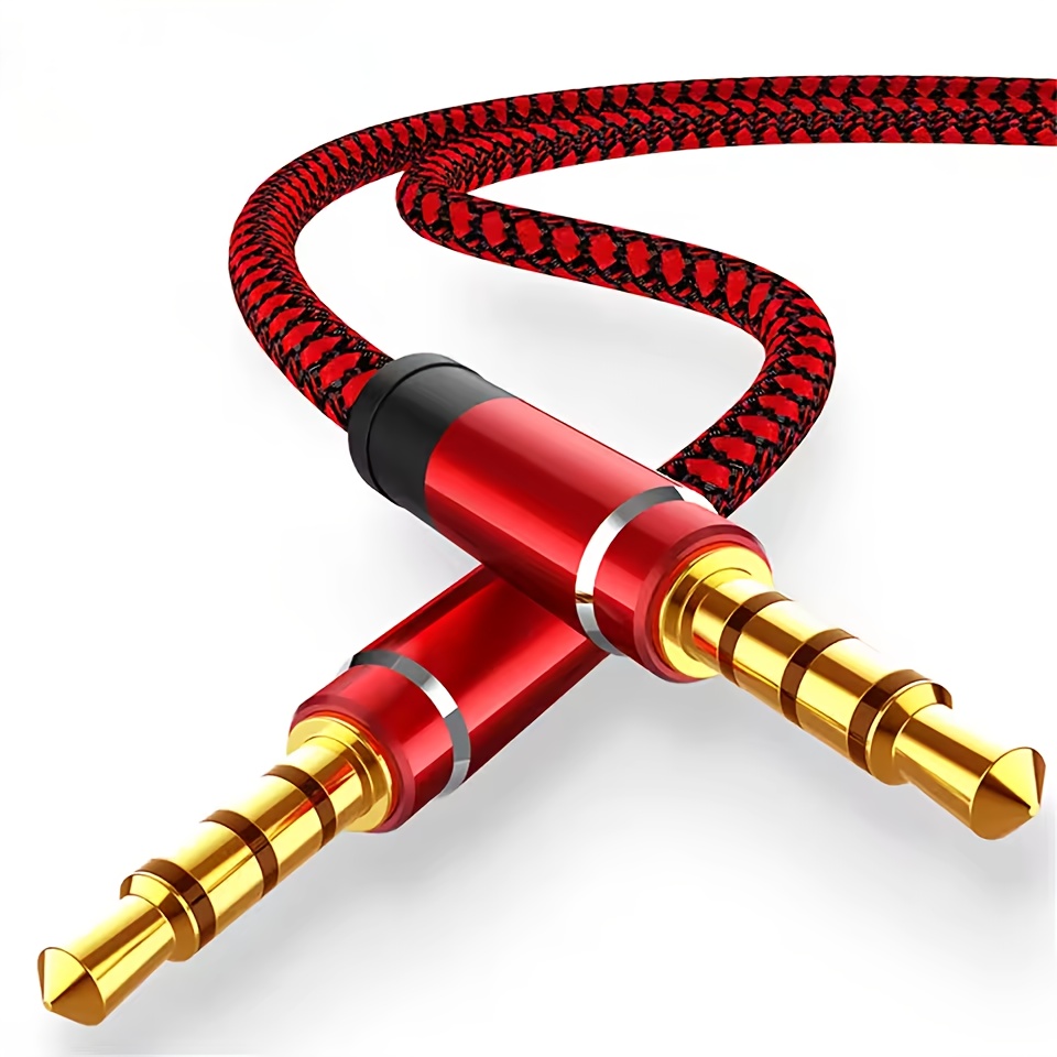 Image of 1.5m Red Aux Cable For Speakers With 3.5mm Male To Male Jack, Suitable For Car And Headphone Adapter, Compatible With Xiaomi And