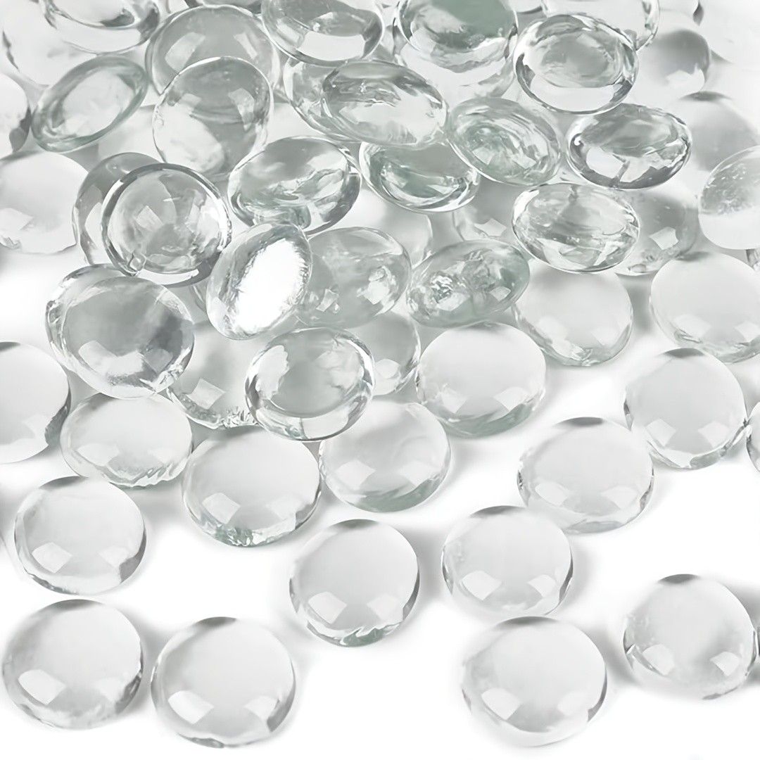 TEMU 58pcs 17mm-19mm Clear Houseables Glass Marbles, Flat Glass Beads And Clear Gems, Decorative Flat Stones And Pebbles, Perfect Vase Fillers And