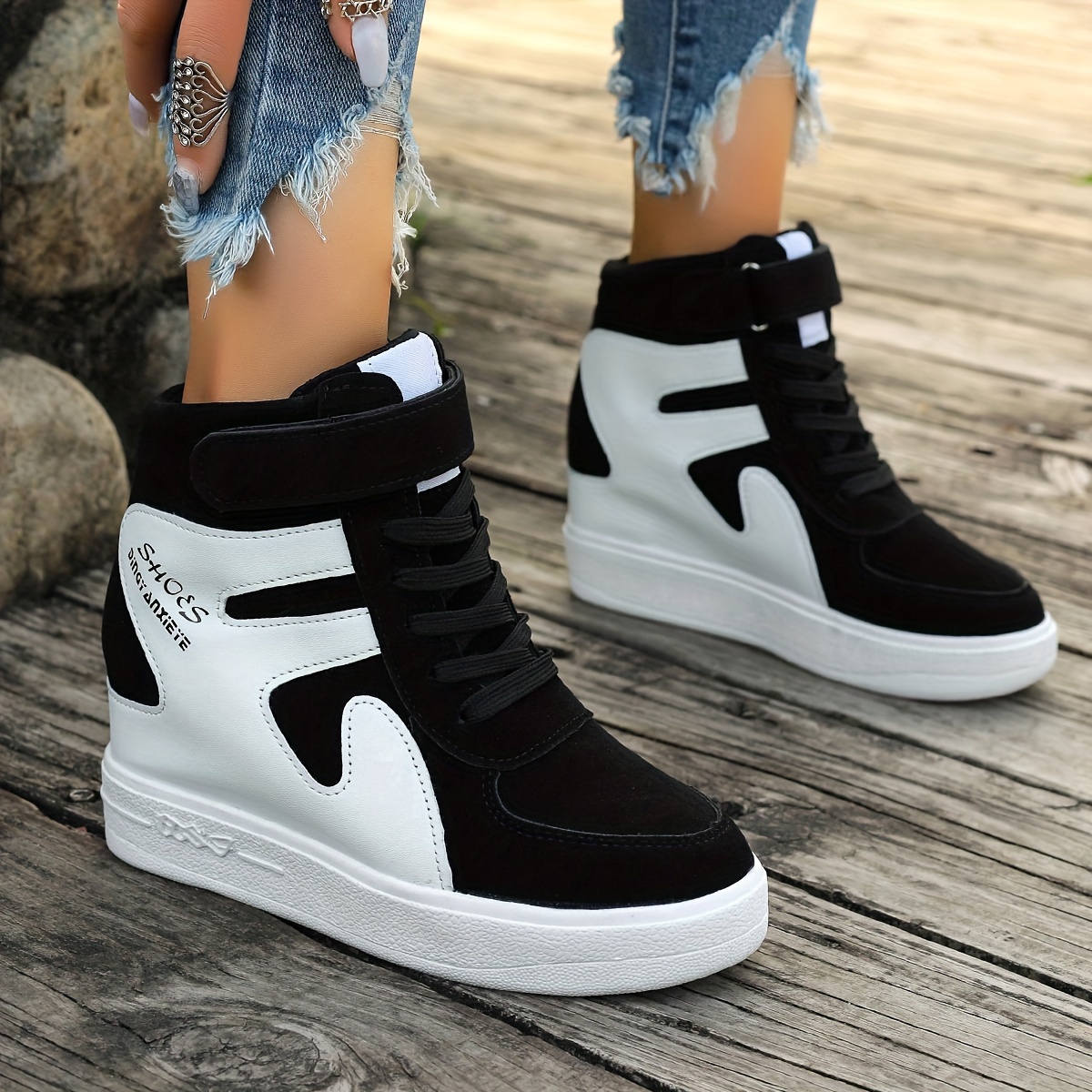White Women's Wedge Heel Sneakers sold by 100 Spartans
