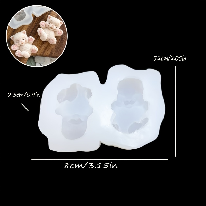 TEMU Resin Silicone Molds Twin Kittens Silicone Mold, Semi-3d Animal Silicone Mold, Casting Mold For Gifts And Craft Projects. Plaster And Concrete