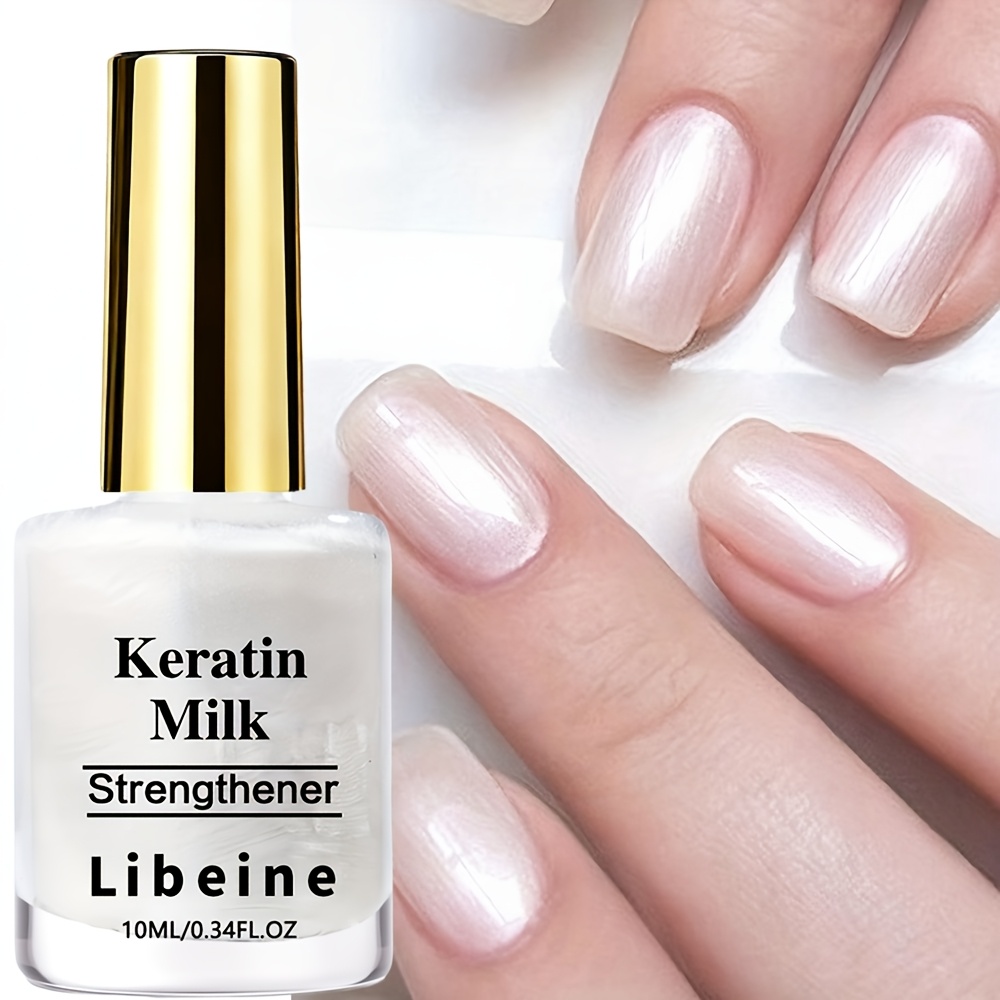 Libeine Keratin Pearlescent Off-white Nail Hardener, Quick Dry, White Hardener, Brightening Nails, Different Nail Art