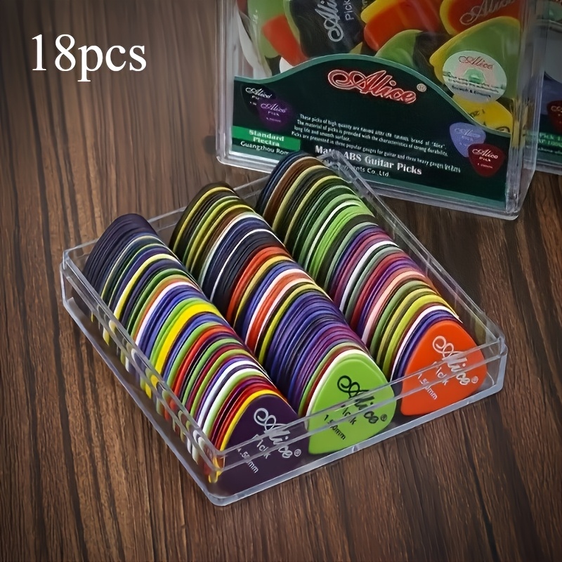 TEMU 18-piece Guitar Picks, Random Color And Mixed Thickness Set, High-quality Abs Material, Durable, Colors, Suitable For Acoustic Guitar, Electric
