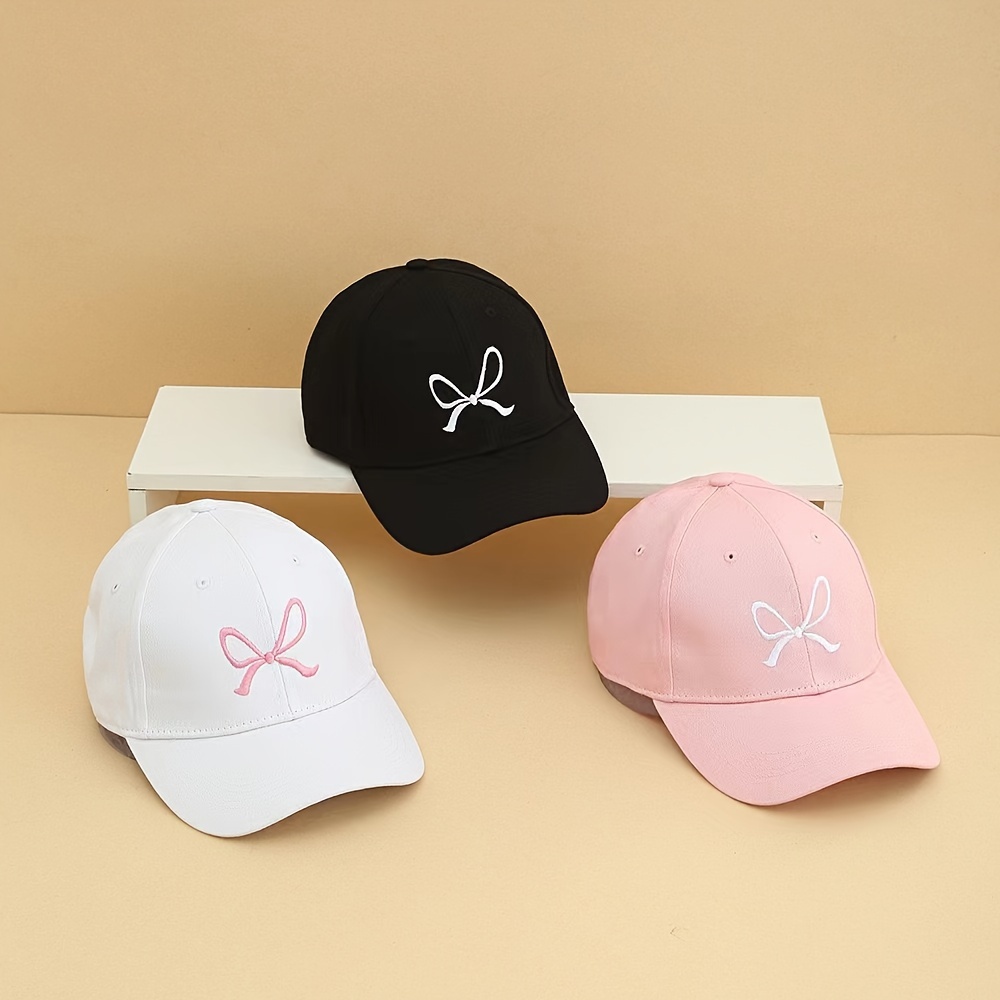 

Bowknot Embroidered Baseball Cap Stylish Lightweight Dad Hat Outdoor Adjustable Sun Protection Sports Hats For Women Men