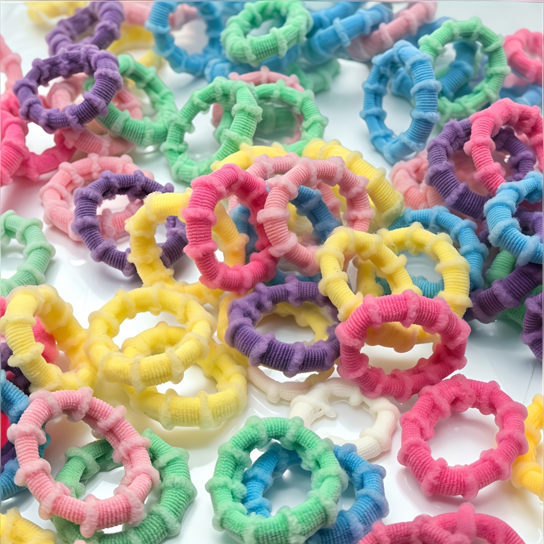 TEMU 105pcs Of Colorful Elastic Hair Bands, Seamless Hair Hoops, Hair Ties, Hair Circles, Hair Bands, Soft Ponytail Clips, Fashionable, Stretchable,