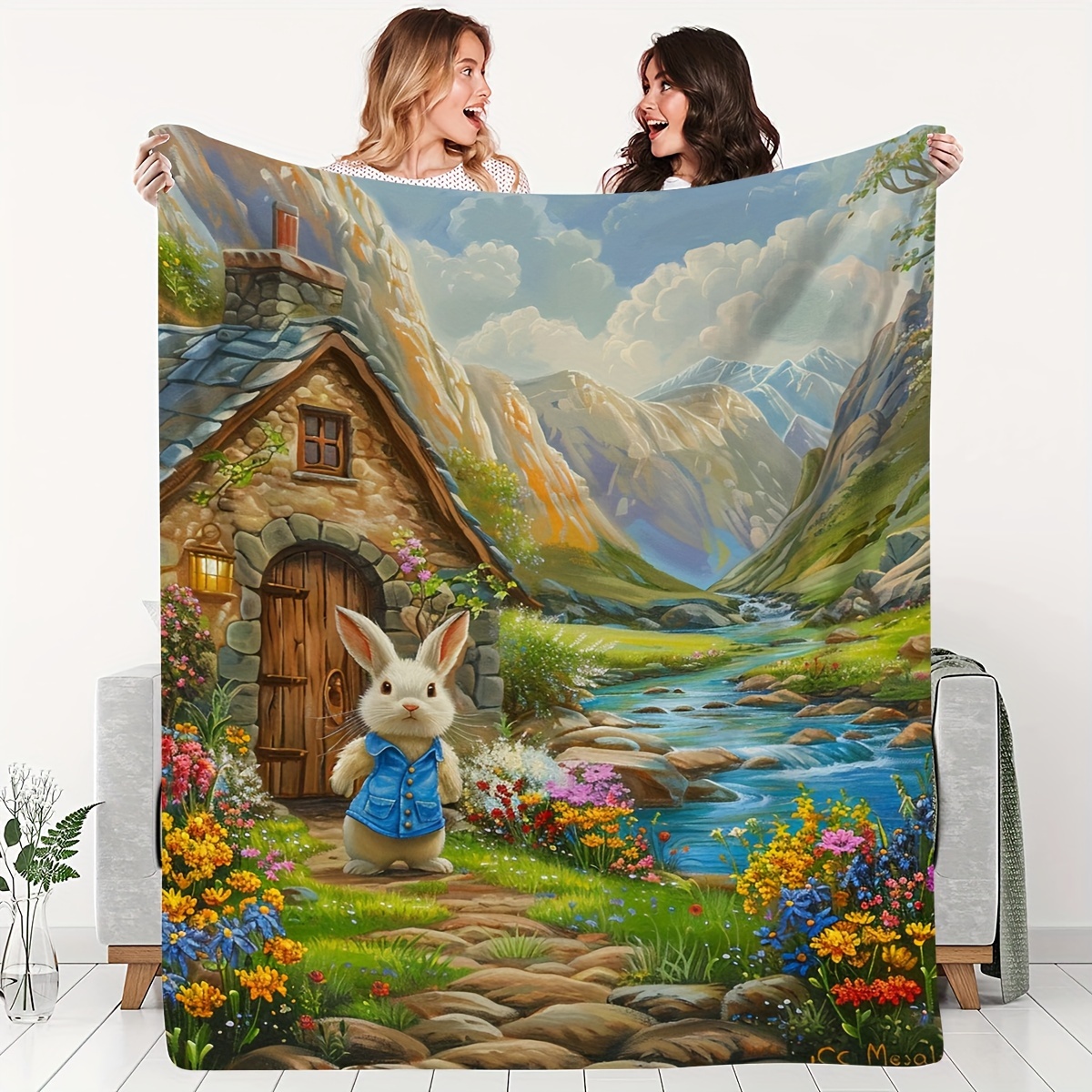 

Cozy Peter Rabbit Flannel Throw Blanket - Soft, Warm, And Versatile For Couch, Bed, Office, And Travel