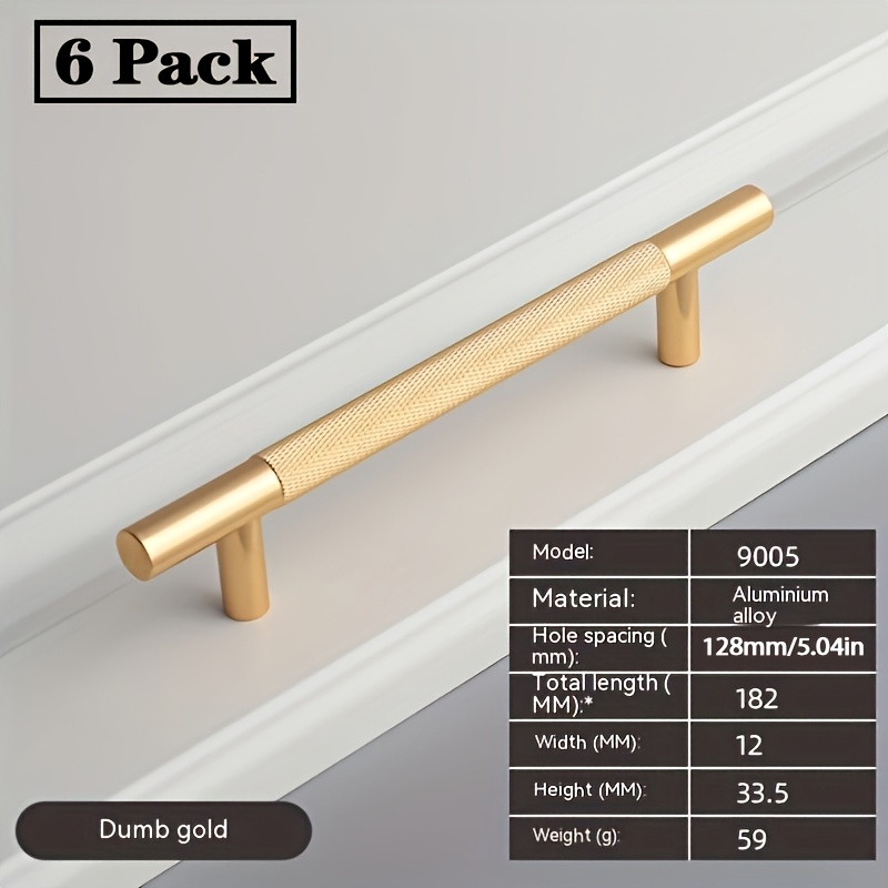 TEMU 6 pièces Poignées de Tiroir Luxueuses à Moletage - Boutons de Meuble avec Moletage Élégant Antidérapant, Installation Facile, Adaptés pour de