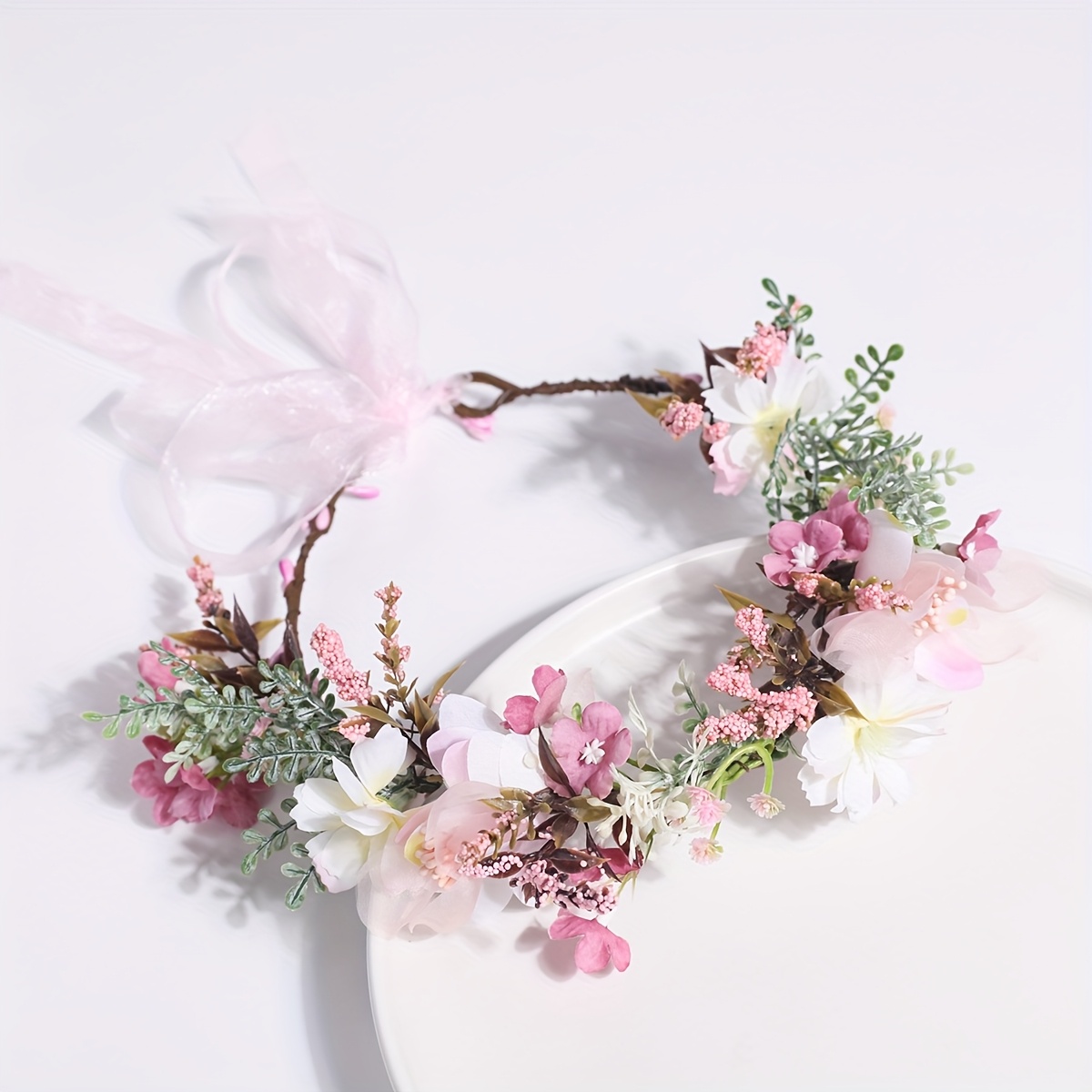 1pc stylish forest themed aesthetic artificial pink flower  display picture 1