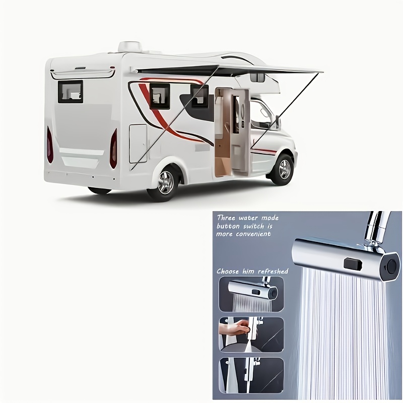 [1pc Grifo de Cocina] 1pc Grifo de Cocina Moderno con Cascada Giratoria de 360° 3 en 1, Aireador de Ahorro de Agua, 3 Modos de Flujo | Extremo Pulido, Extensión de Aumento de Presión, Boquilla Antisalpicaduras, Grifo de Cocina para RV, Grifo de Fregadero de Cocina