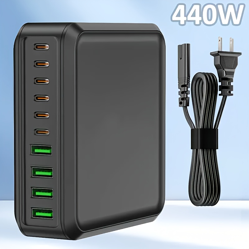 10 Port 440w Gan Usb C Pd 100w Charging Station, Laptop Charger, Portable Usb C Wall Fast Charger Power Adapter For Models Of Electronic Devices[]