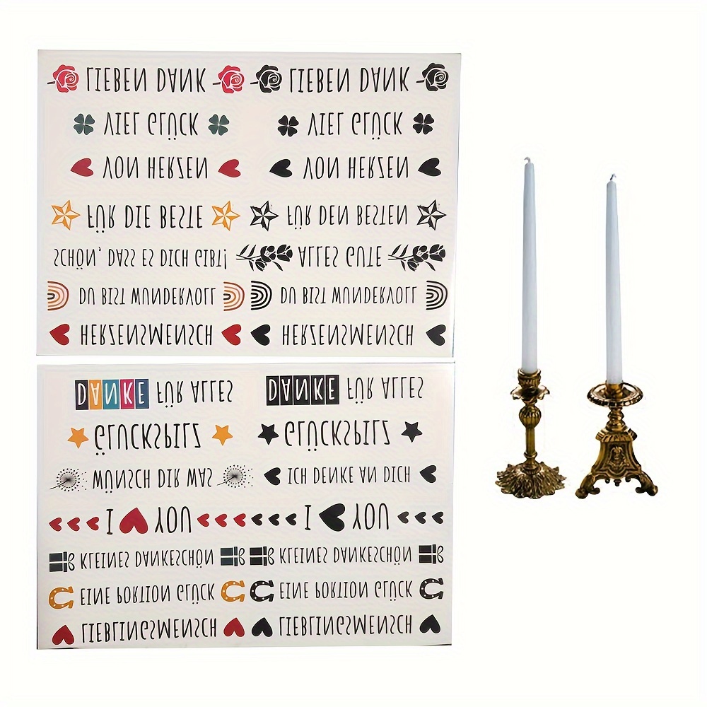 

2pcs/set Candle Tattoo Film, Diy Candle Surface Candle Stickers, Uv Dtf Transfer Stickers, Gift To Him/her