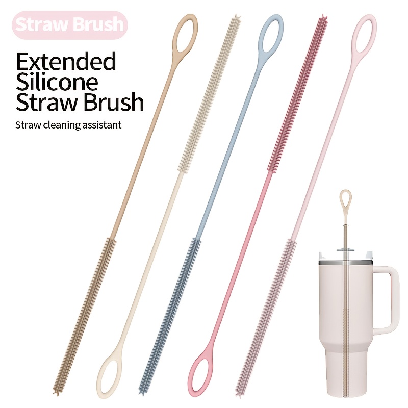 Set 8 Cannucce In Silicone Riutilizzabili Con 2 Spazzole - Pieghevoli, Multicolore, Portatili - 3