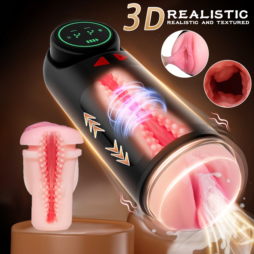 [Ultra Soft Masturbator] 1PC Male Masturbator - Ultra Soft TPE Channel, 4 Vibrating Stretch and 4 Suction, Auto Vibrator, Hands Free