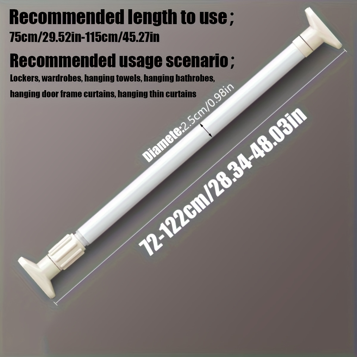 TEMU 1pc Multifunctional Telescopic Rod, -free Rod, To Install, Shower Curtain Rod, Door Curtain Rod, Wardrobe Support Rod, Drying Rod, Bathroom Accessories