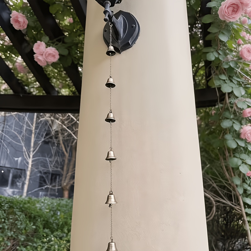 E-shop Handgefertigtes Windspiel aus Metall – Klassische rustikale Eisen-Glocken mit dekorativer Kette, geeignet für Innenhöfe, Gärten Wände, kein
