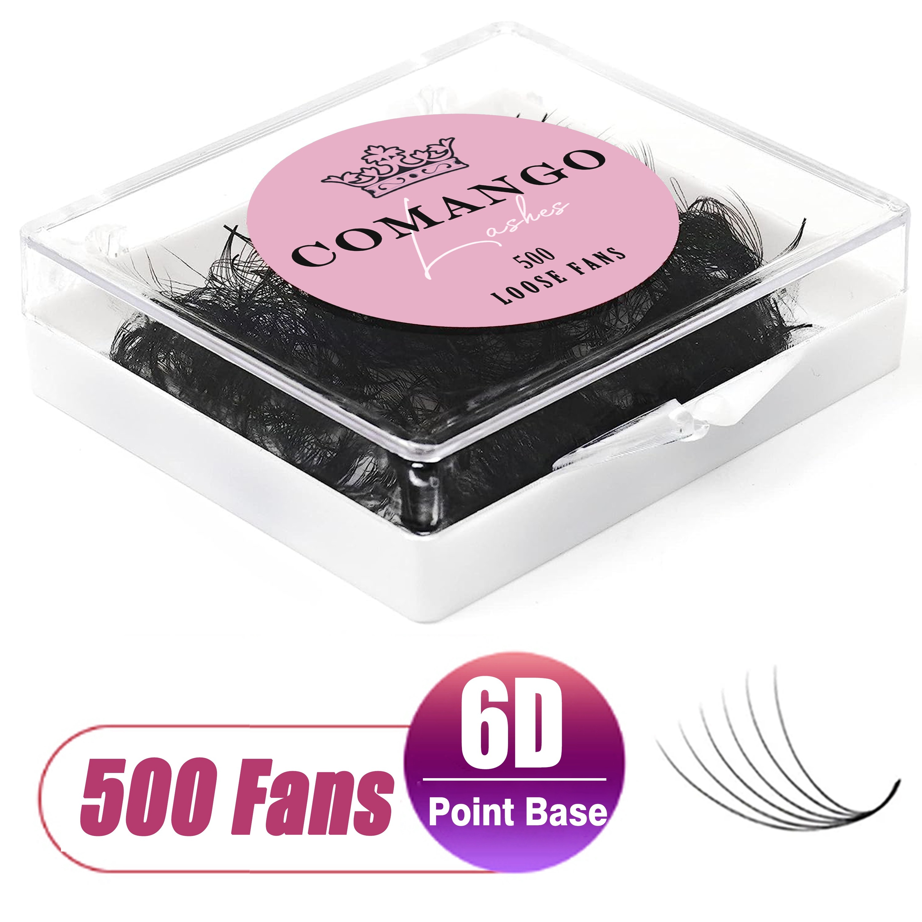 Comango 500fans 0.07mm Loose Fans Eyelash Extensions With 6d Pointy Base /d For Volume Premade Fan Lashes